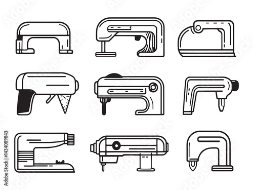 Pneumatic Stapler line art vector graphic