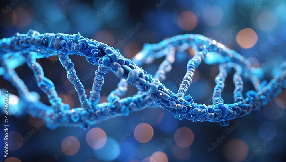 Vibrant blue dna double helix with artistic bokeh background Vibrant blue dna double helix with artistic bokeh background