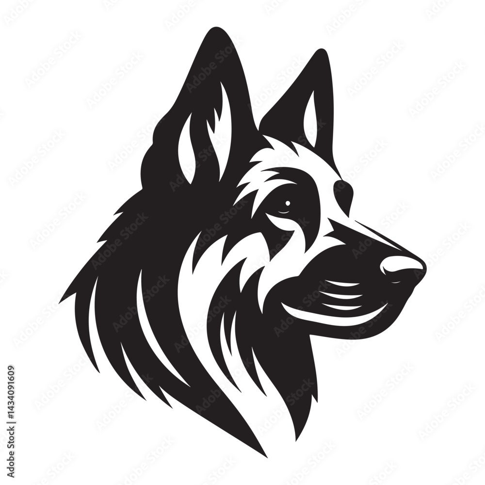 Naklejka premium Decorative Dog Line Art – Tattoo Style Animal Illustration 