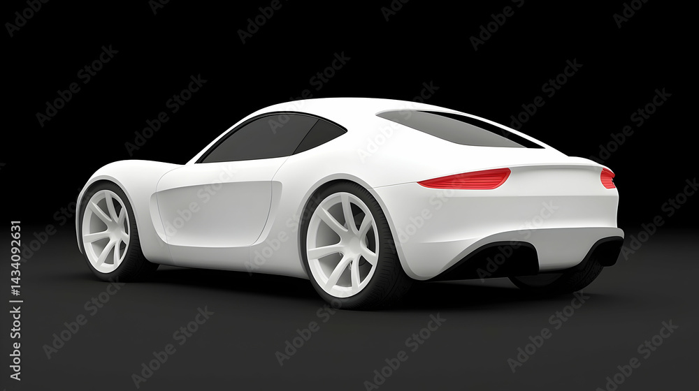 White Luxury Sports Coupe Rear View White Luxury Sports Coupe Rear View