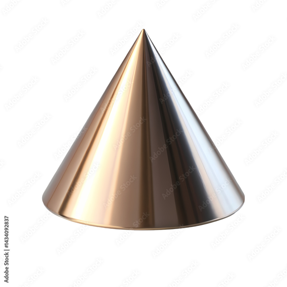 Fototapeta premium Metallic Cone Shape 3D Render on transparent background