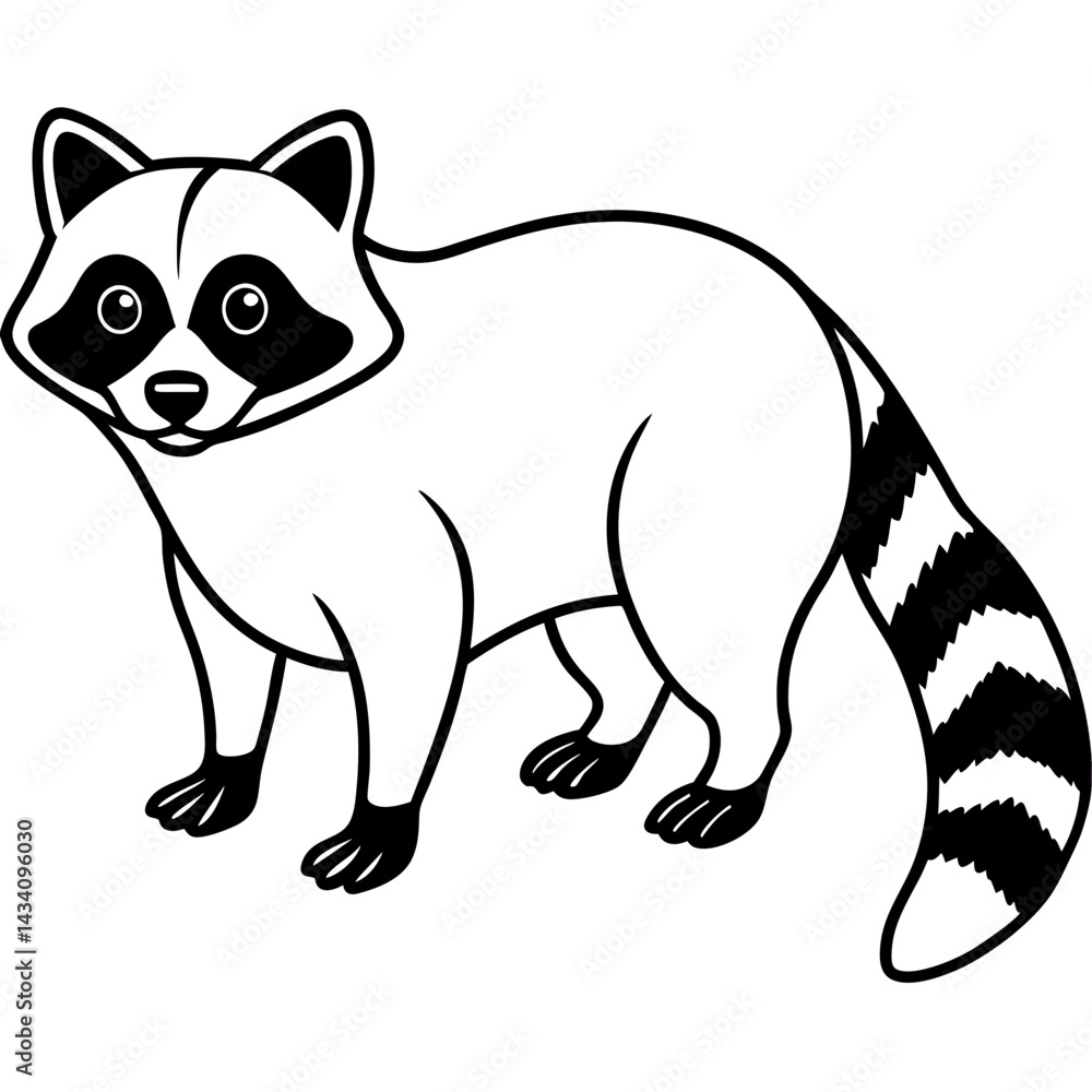 Stylized Raccoon Outline Art Stylized Raccoon Outline Art