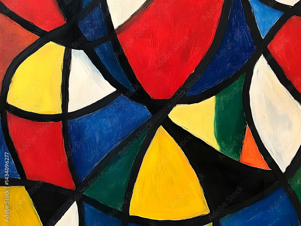 Fototapeta premium Vibrant abstract painting with geometric shapes.