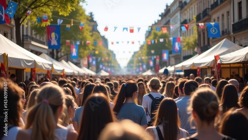 Wallpaper Mural Urban festival for Europe Day, music, arts, and food in a European city, multicultural vibe Torontodigital.ca