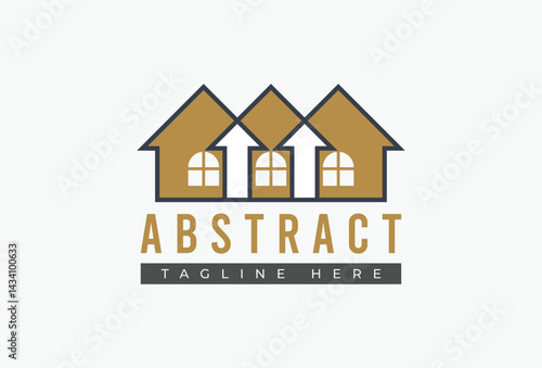 Building Houses House with Arrow Up Logo Usable for Business, Branding, Company, Corporate related with Home, Building, Construction, Property, Apartment, Residential, Architecture.