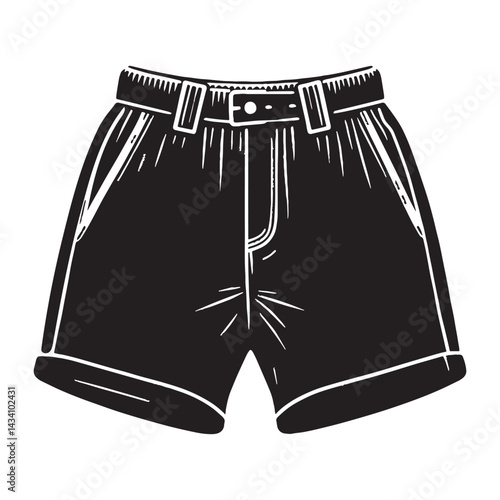 Chino Shorts silhouette, polished yet casual look – Shorts illustration – Minimalist Shorts vector – Men's dress silhouette

