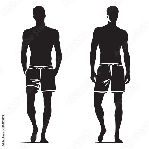Relaxed Shorts silhouette, effortless weekend wear – Shorts illustration – Minimalist Shorts vector – Men's dress silhouette

