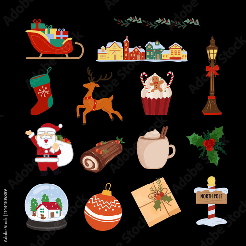 Christmas themed stickers design 2 various other examples besides Christmas design 1 more festive stickers and Christmas day vibes happy Christmas 2025