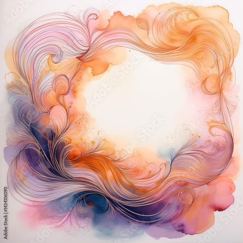 Colorful Abstract Art with Swirling Patterns and Vibrant Orange and Blue Hues