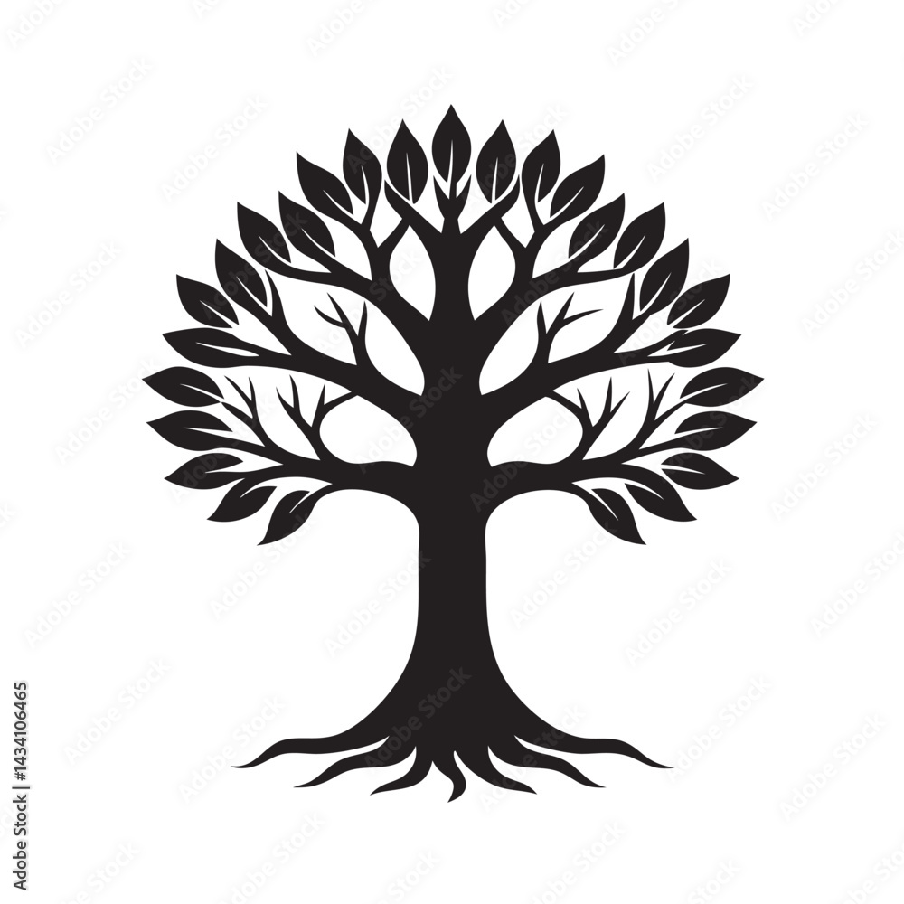 Obraz premium Mythological Yggdrasil Silhouette Design Vector