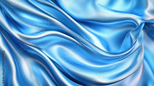 Wallpaper Mural Abstract blue silk fabric waves, elegant flowing textile texture. Torontodigital.ca