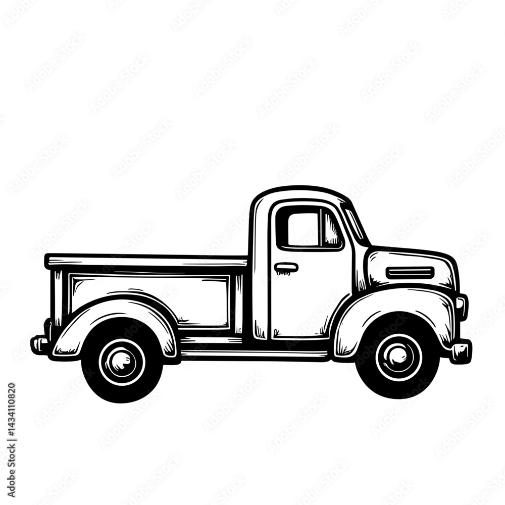 Fototapeta premium Vintage truck icon representing delivery transportation or retro vehicle icon - concept of ecommerce shipping logistics antique car UI