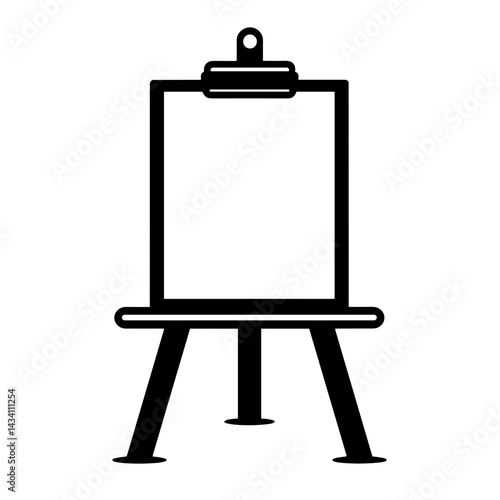 Black line easel icon with board symbolizing fine arts painting presentation or studio workspace - concept of artistic creation gallery decor