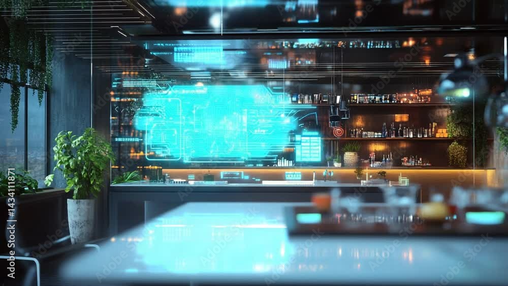 Futuristic laboratory with holographic interface for scientific research and development Futuristic laboratory with holographic interface for scientific research and development