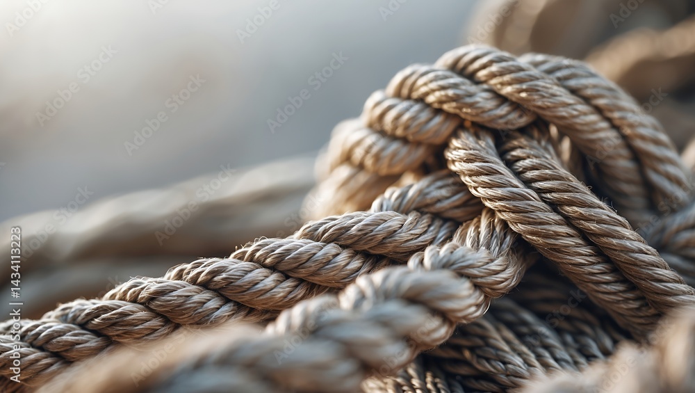 Woven endurance close-up of a resilient rope Woven endurance close-up of a resilient rope