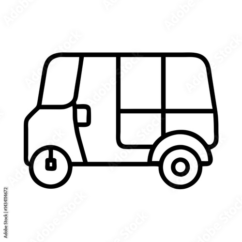 tuk tuk line drawn vehicles. vector art - outline icon tuk tuk, isolated transparent background
