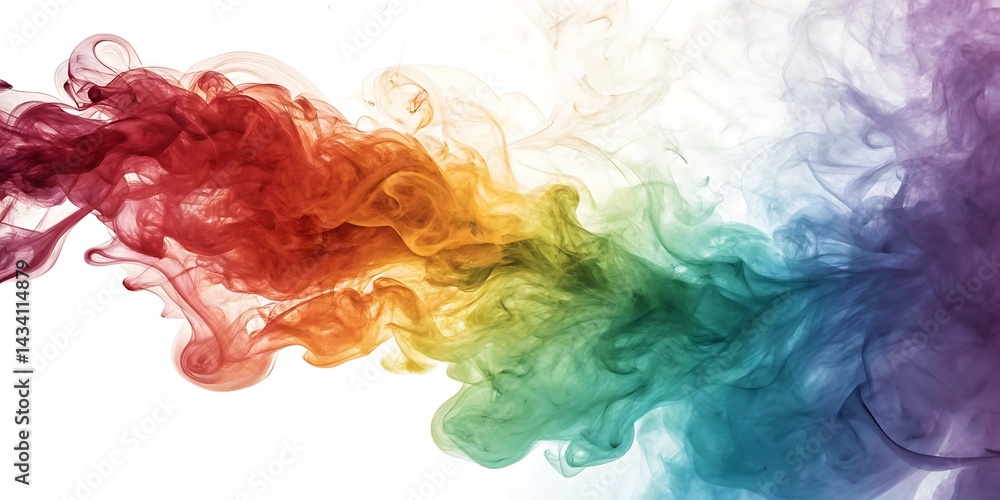 Fototapeta premium Colorful watercolor splashes creating abstract design on transparent background
