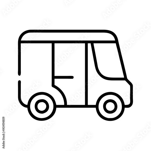 tuk tuk line drawn vehicles. vector art - outline icon tuk tuk, isolated transparent background