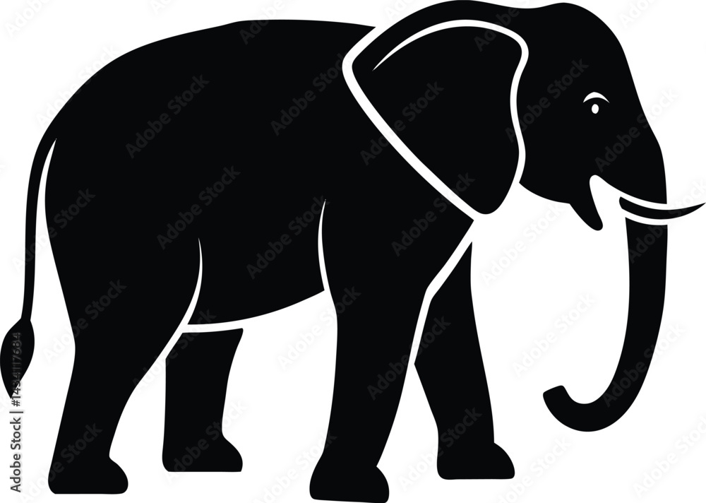 Fototapeta premium elephant silhouette isolated on white