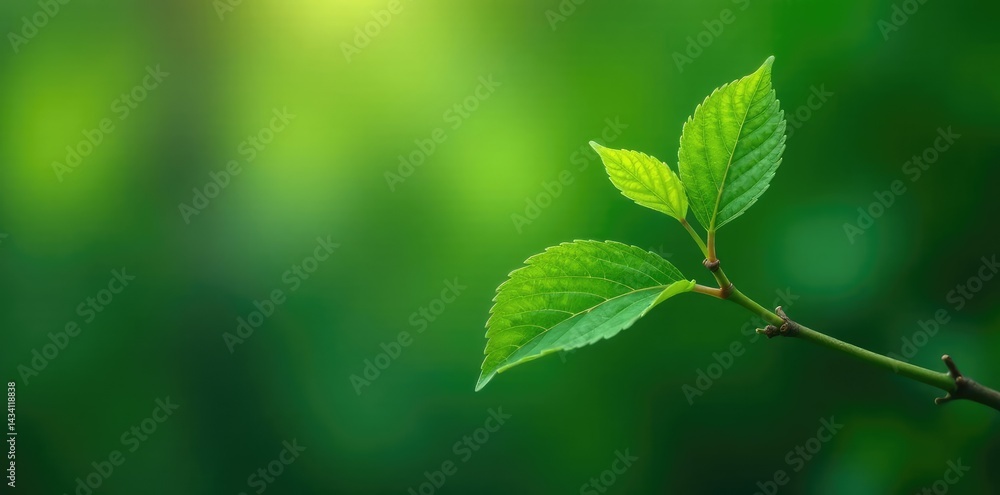 A single isolated branch with delicate leaves, greenery, solitary, natural A single isolated branch with delicate leaves, greenery, solitary, natural