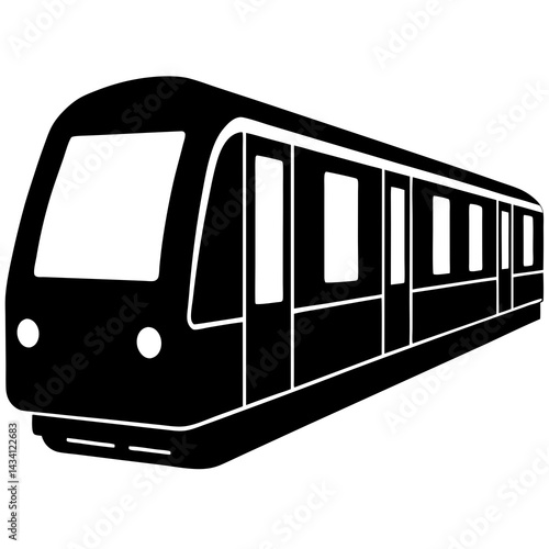 Black Outline of Subway Train – Silhouette Vector for Underground Travel