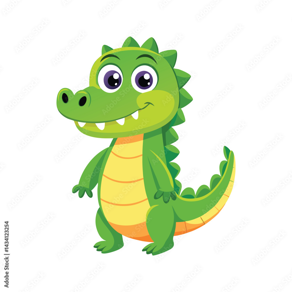 Fototapeta premium Cute cartoon crocodile design for children Vector illustration isolated on white background