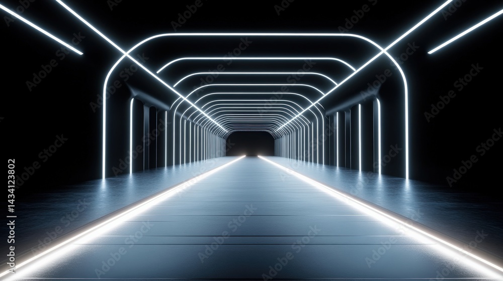 Obraz premium Futuristic Neon Tunnel Pathway