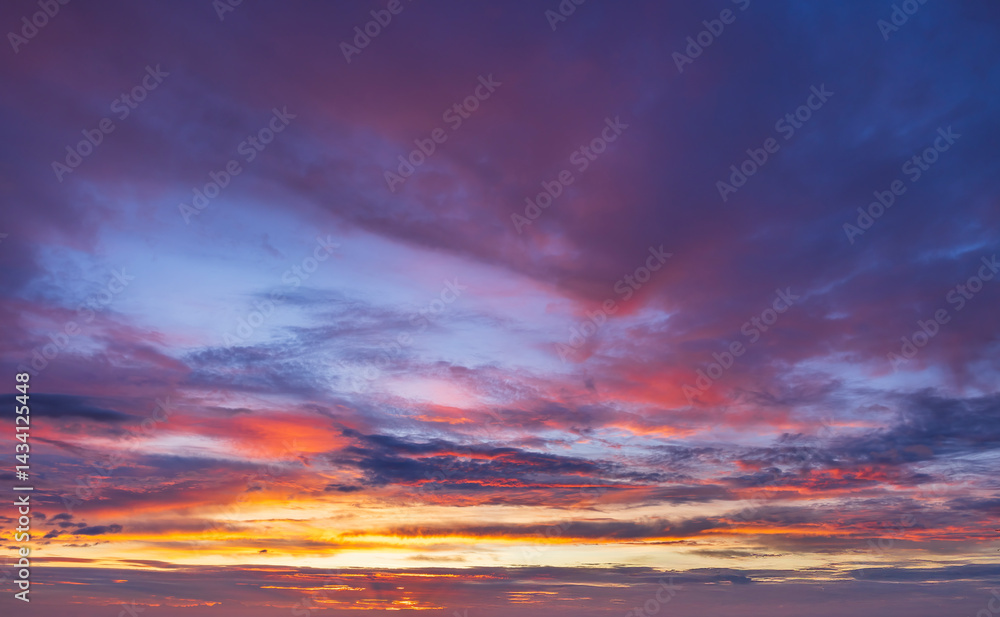 Colorful clouds creating a breathtaking sunset landscape
