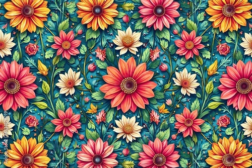 Wallpaper Mural Intricate floral pattern, repeating seamlessly , dark, continuous, ornate Torontodigital.ca