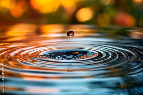 Wallpaper Mural A close-up of a water droplet falling into a serene pool, capturing concentric ripples radiating outward. Torontodigital.ca
