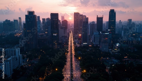 Sunrise over urban cityscape