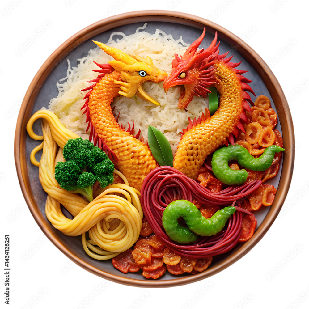 Fototapeta premium Classic Dragon Phoenix Delight Presentation