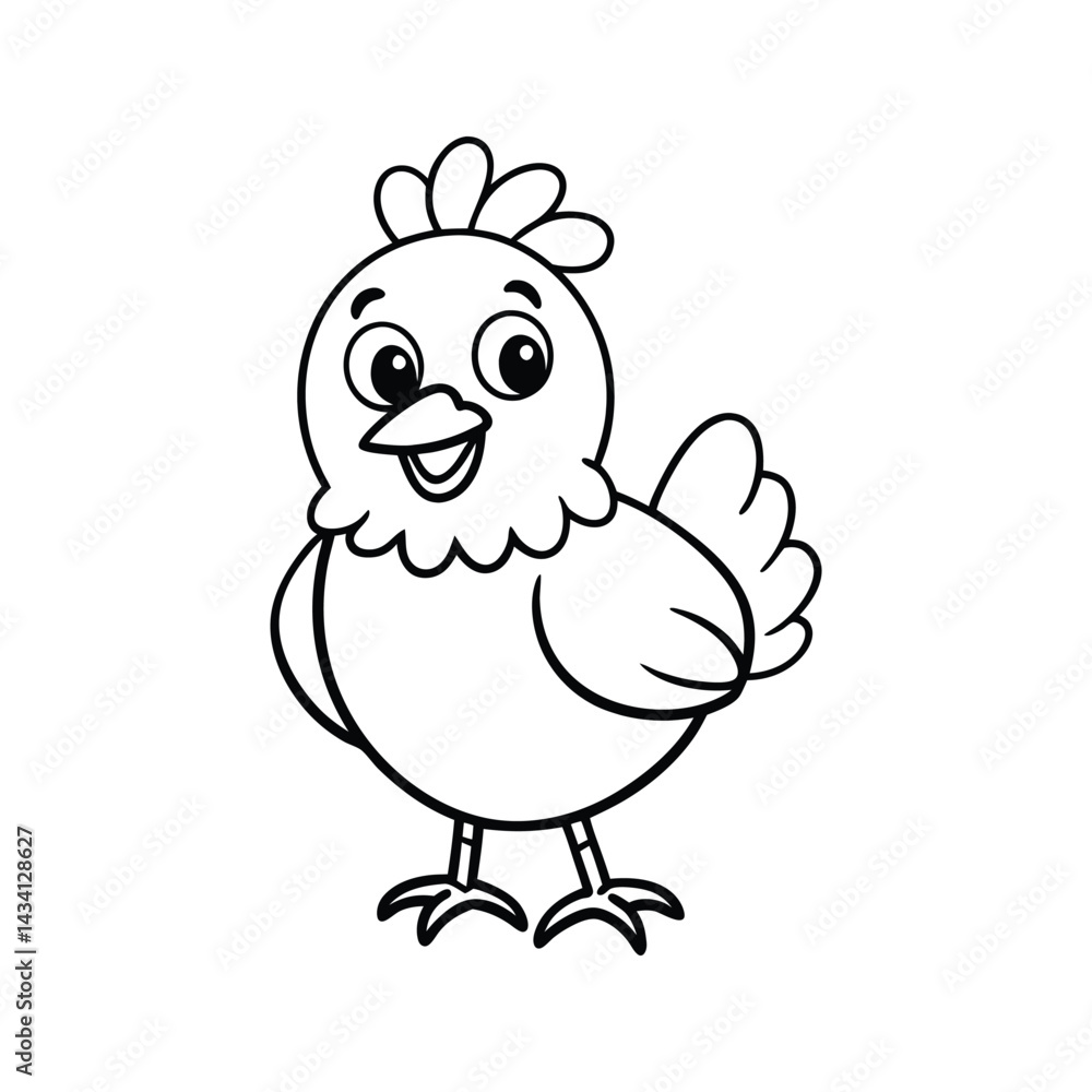 Cute chicken cartoon illustration silhouette isolated on white background Cute chicken cartoon illustration silhouette isolated on white background