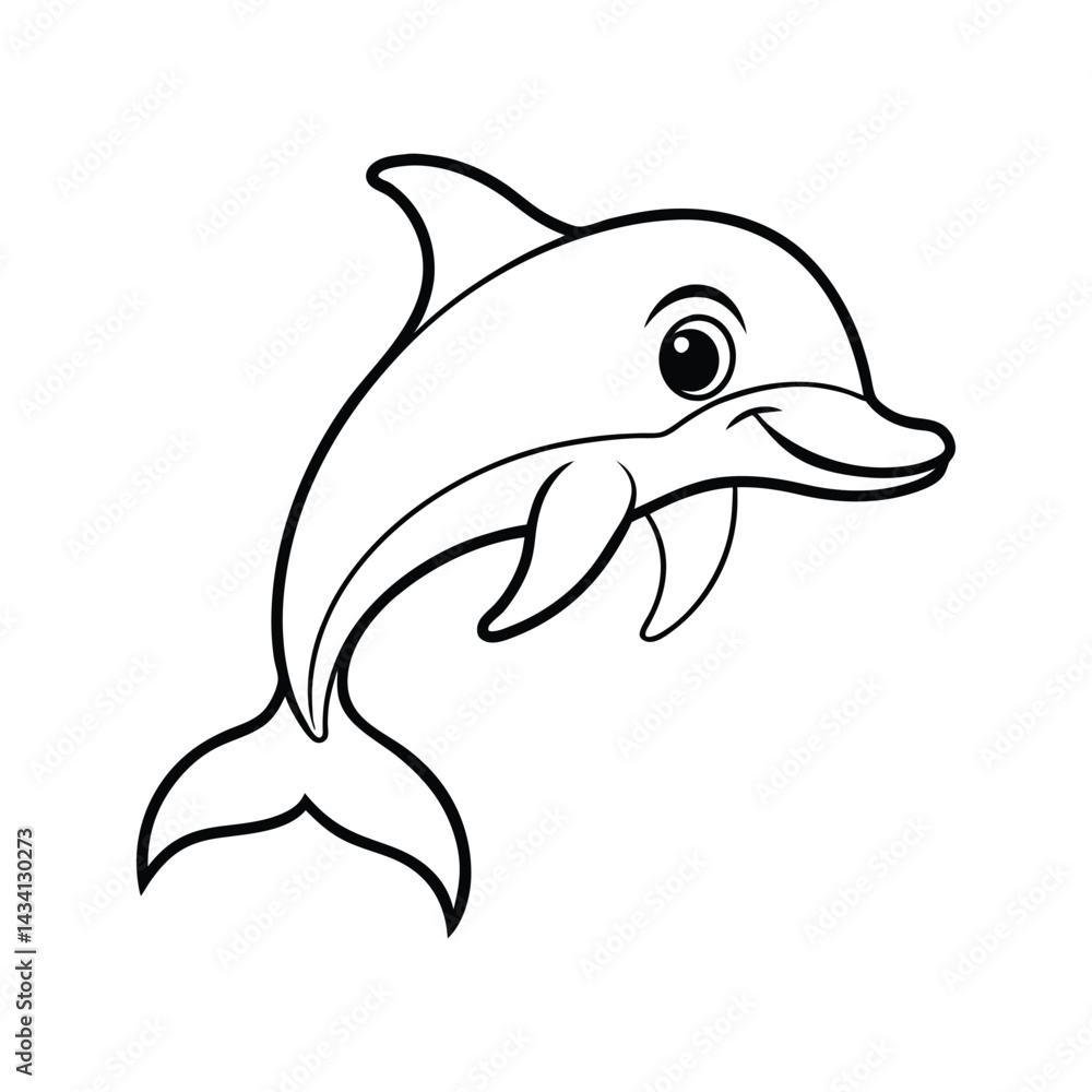 Cute dolphin character illustration silhouette isolated on white background Cute dolphin character illustration silhouette isolated on white background
