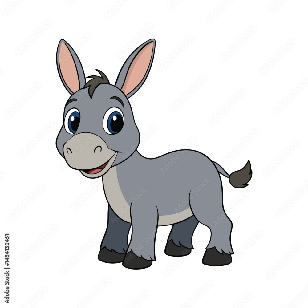 Cute donkey character with a playful attitude vector illustration isolated on white background Cute donkey character with a playful attitude vector illustration isolated on white background