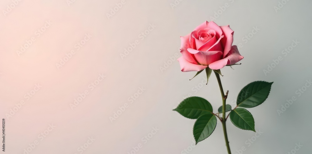Single rose in elegant pose on a plain background, symmetrical shape, full bloom, blooming roses, , flower Single rose in elegant pose on a plain background, symmetrical shape, full bloom, blooming roses, , flower