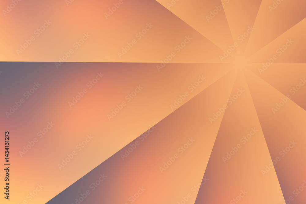 Fototapeta premium Dynamiczne promienie i geometryczne kształty w ciepłych odcieniach pomarańczu i beżu, abstrakcyjna ilustracja z efektem rozświetlenia do nowoczesnych aranżacji i projektów graficznych.