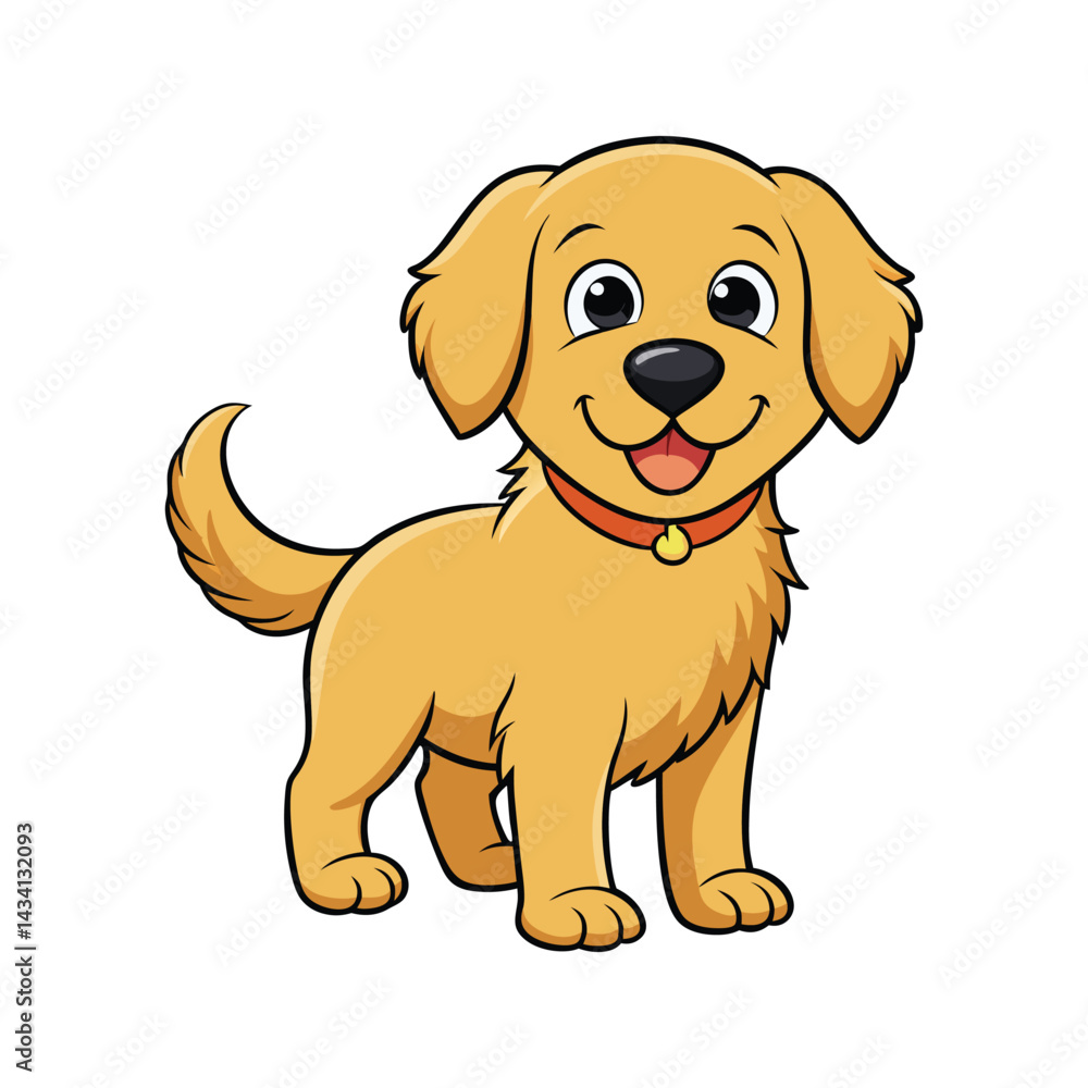 Cute golden retriever dog character vector illustration isolated on white background Cute golden retriever dog character vector illustration isolated on white background