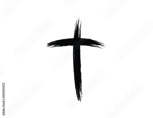 Black Cross Brush Strokes – Grunge Hand-Drawn Christian Symbol Art