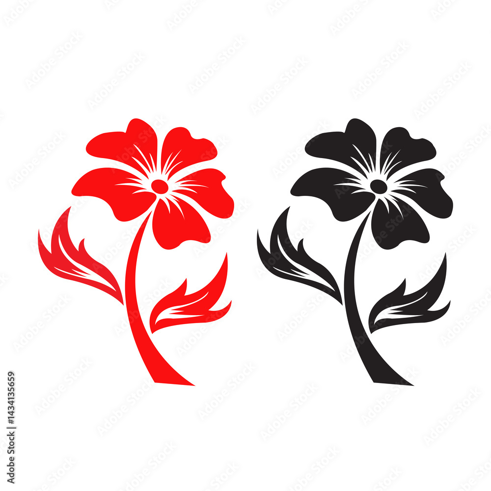 Fototapeta premium black and red flowers white background