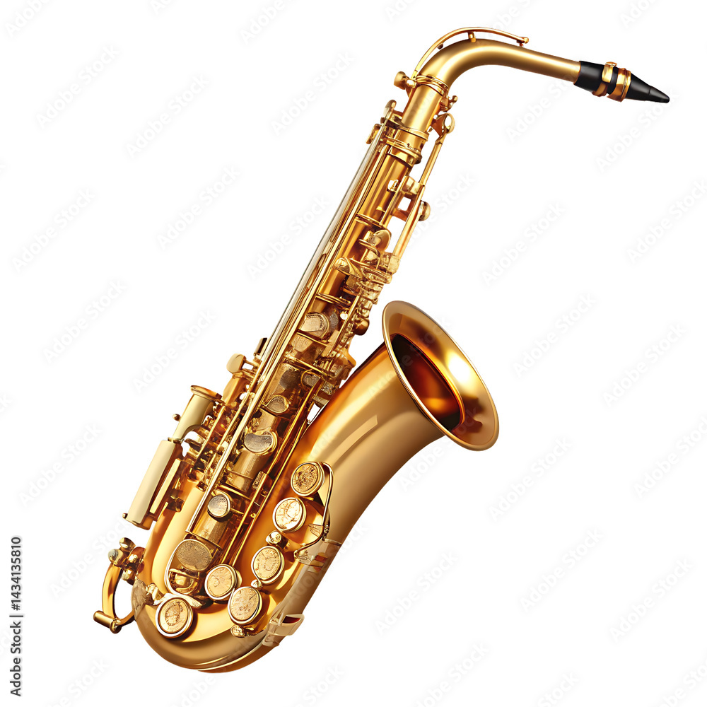Obraz premium A stunning gold saxophone isolated on white background ,PNG