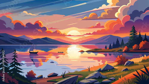 Very beautiful A Peaceful Sunset Over Canandaigua Lake Upstate New York Tranquil Colors Paint the Sky Above the Water