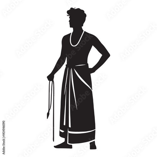 Minimalist Dhoti silhouette, simple yet striking design – Dhoti illustration – Minimalist Dhoti vector – Men's dress silhouette

