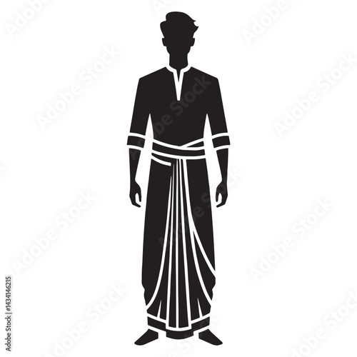 Cultural Dhoti silhouette, celebrating Indian tradition – Dhoti illustration – Minimalist Dhoti vector – Men's dress silhouette

