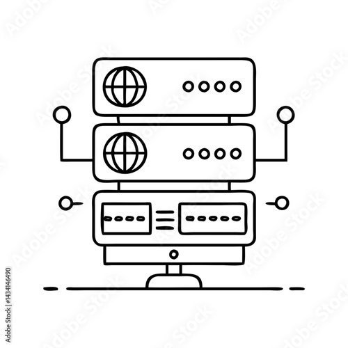dns server icon, dns server line art - simple line art of dns server, perfect for dns server logos and icons
