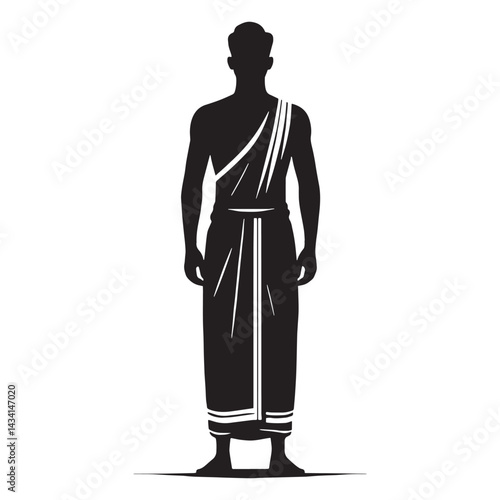 Traditional Dhoti silhouette, symbol of cultural heritage – Dhoti illustration – Minimalist Dhoti vector – Men's dress silhouette

