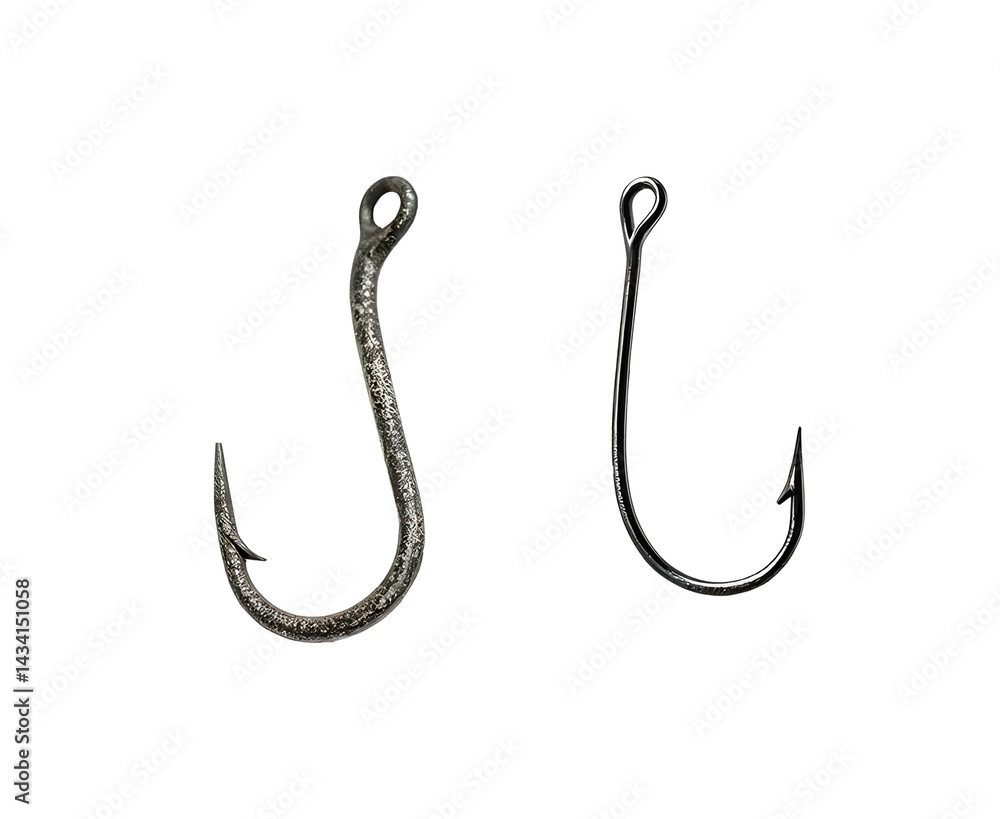 set of two metal hook fishing equipment isolated on white background
set of two metal hook fishing equipment isolated on white background