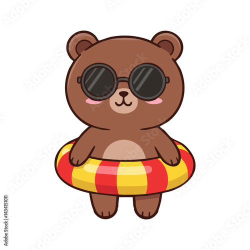 Bear wearing sunglasses and swim ring