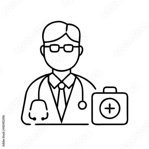 general practitioner icon, general practitioner line art - simple line art of general practitioner, perfect for general practitioner logos and icons