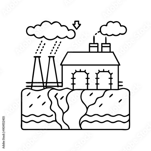 geothermal energy icon, geothermal energy line art - simple line art of geothermal energy, perfect for geothermal energy logos and icons